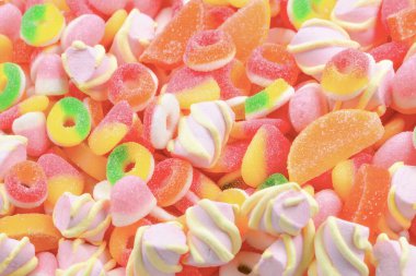 Çeşit çeşit şekerleme. Üst görünüm. 