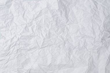 Buruşmuş beyaz kağıt arka plan. Üst Manzara. Boşluğu kopyala. 