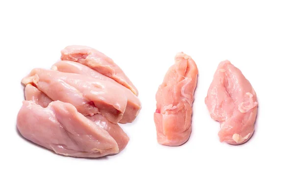 Raw Kyckling Filé Isolerad Vit Bakgrund Ovanifrån — Stockfoto