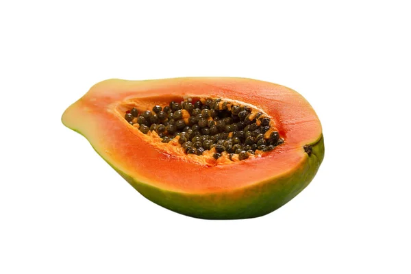 Fruto Papaya Aislado Sobre Fondo Blanco Fruta Tropical Mitad Papaya —  Fotos de Stock