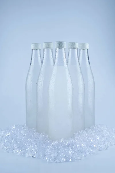 White Bottle Soda Drink Ice Isolated White Background — Foto Stock