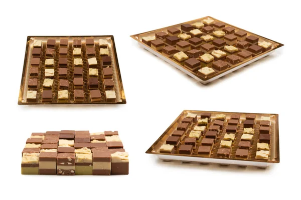 Шоколадні Цукерки Ізольовані Білому Тлі Вид Зверху — стокове фото