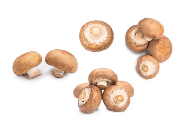 Beyaz arka planda izole edilmiş lezzetli mantar..
