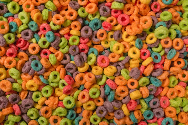 Copos Dulces Multicolores Bucles Cereales Como Fondo — Foto de Stock