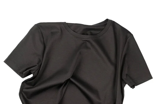 Camiseta Algodón Negro Aislada Sobre Fondo Blanco —  Fotos de Stock