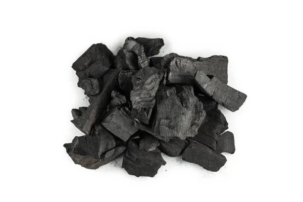 Black Oak Coal Isolated White Background — Stock Photo, Image