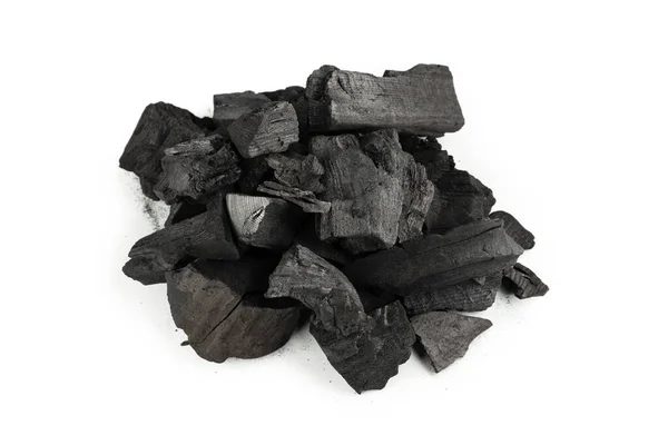 Black Oak Coal Isolated White Background — Stock Photo, Image