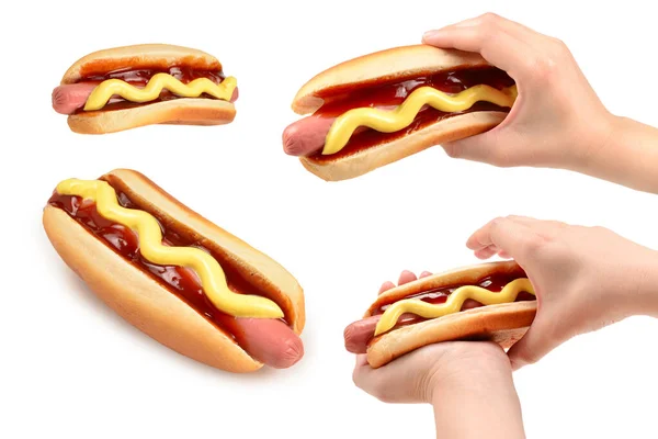 Hot Dog Izolovaný Bílém Pozadí Kopírovat Prostor — Stock fotografie