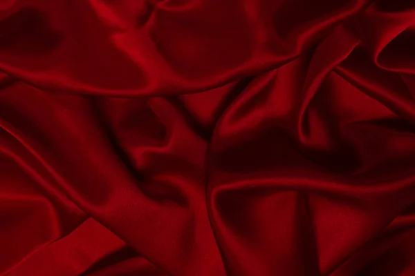 Riche Luxueux Tissu Soie Rouge Fond Texture Vue Dessus — Photo