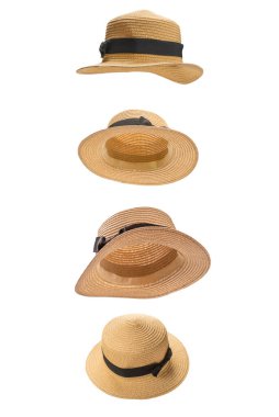 Siyah pruvalı hasır şapka beyaz arkaplanda izole. 