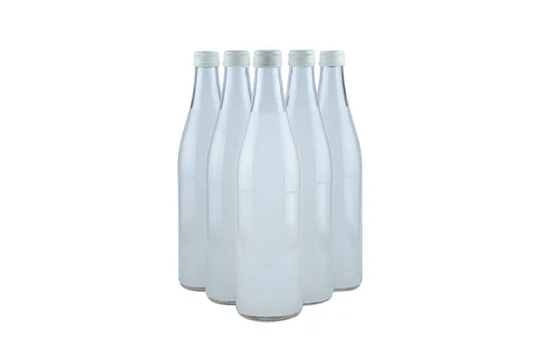 Eine Weiße Flasche Mit Einem Limonadengetränk Auf Eis Isoliert Auf — Stockfoto
