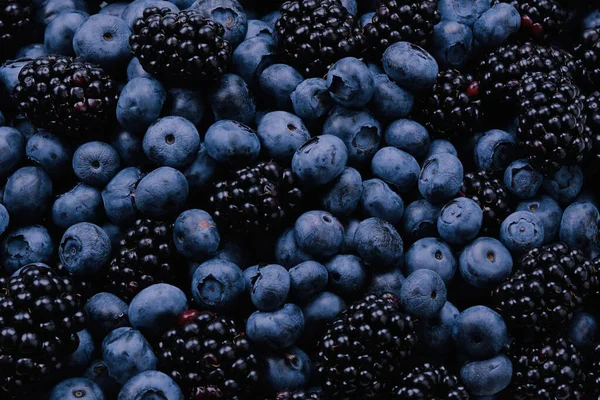 Blackberry Und Blaubeere Hintergrund Ansicht Von Oben — Stockfoto