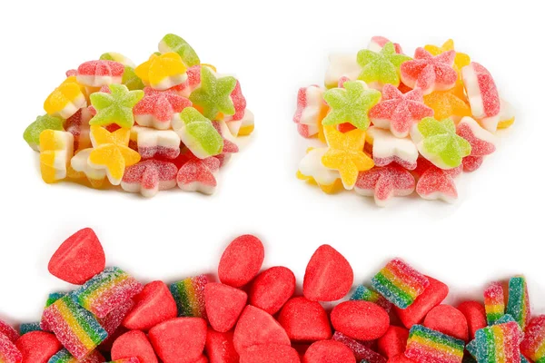 Saftige Bunte Gelee Bonbons Isoliert Auf Weiß Gummibonbons — Stockfoto