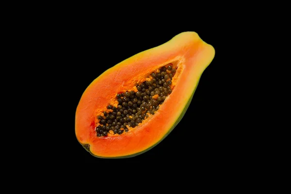 Papaya Meyvesi Beyaz Arka Planda Izole Edilmiş Tropik Meyve Yarı — Stok fotoğraf