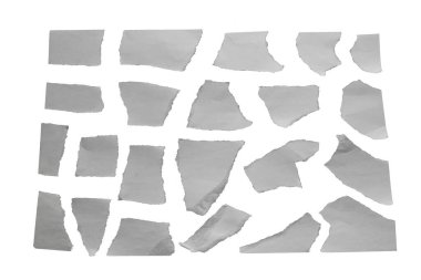 Boş beyaz kağıt parçaları izole edilmiş. Metin veya tasarım için boşluk. 