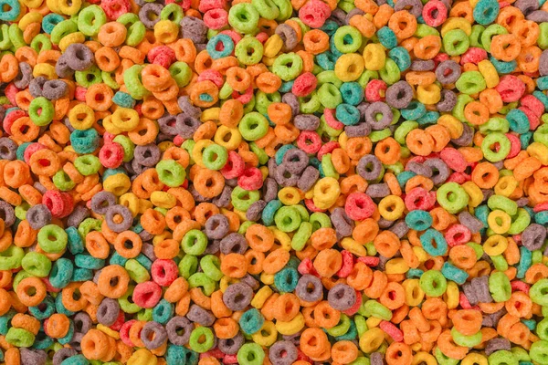 Copos Dulces Multicolores Bucles Cereales Como Fondo — Foto de Stock