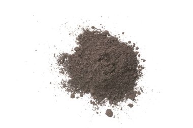 Beyaz arka planda izole edilmiş bitkiler için kara toprak. Yer deseni.