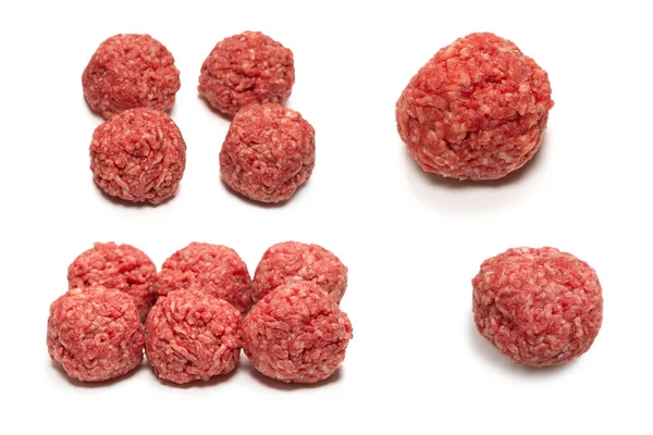 Raw Meat Balls Isolated White Background — Stock Photo, Image