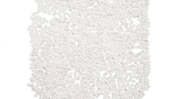 Sugar substitute pills isolated on white background. Top view. 