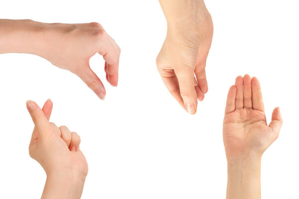 Hand of woman isolated on white.