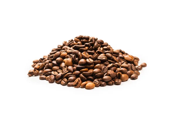 Kaffeebohnen Auf Weißem Hintergrund Ansicht Von Oben Textur Der Kaffeebohnen — Stockfoto