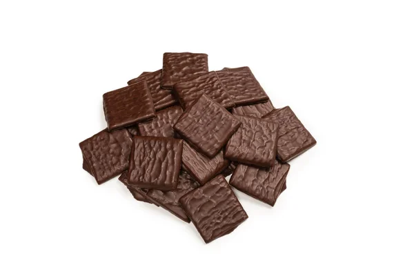 Bonbons Chocolat Noir Isolés Sur Fond Blanc — Photo