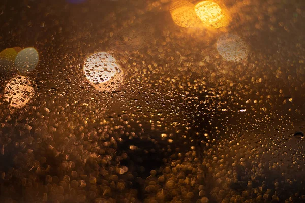 Fundo Borrado Com Gotas Chuva Luzes — Fotografia de Stock