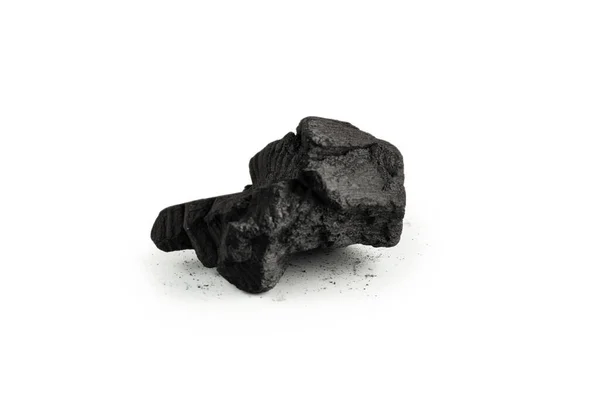 Beyaz Arka Planda Siyah Meşe Kömürü Izole Edilmiş — Stok fotoğraf