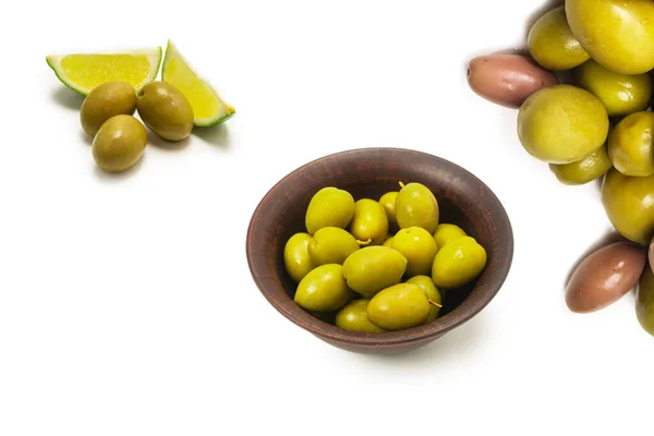 Gustoso Mix Olive Sfondo Vista Dall Alto — Foto Stock