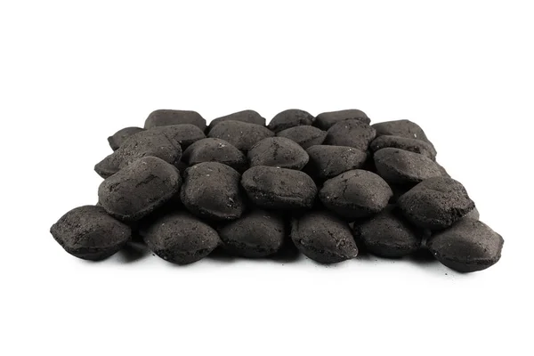 Black Oak Coal Isolated White Background — Stock Photo, Image