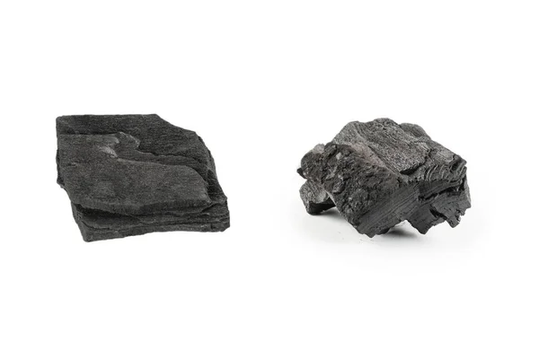 Black Oak Coal Isolated White Background — Stock Photo, Image