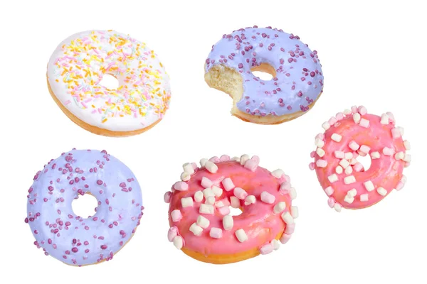 Zoete Smakelijke Donut Geïsoleerd Wit — Stockfoto