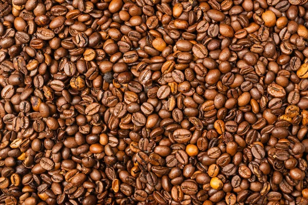 Kaffeebohnen Auf Weißem Hintergrund Ansicht Von Oben Textur Der Kaffeebohnen — Stockfoto