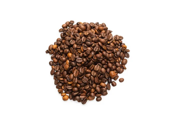 Kaffeebohnen Auf Weißem Hintergrund Ansicht Von Oben Textur Der Kaffeebohnen — Stockfoto