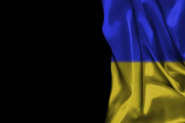 Украинский Флаг Выделен Черном Фоне Копирование Пространства — стоковое фото