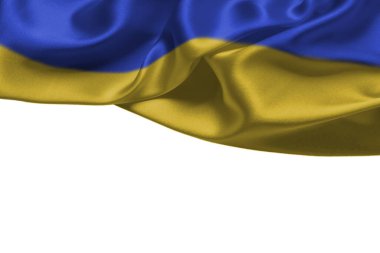 Beyaz arka planda izole edilmiş Ukrayna bayrağı. Boşluğu kopyala. 