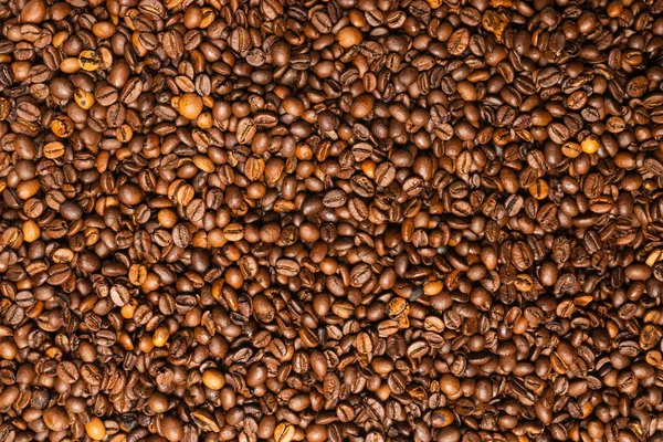 Kaffeebohnen Auf Weißem Hintergrund Ansicht Von Oben Textur Der Kaffeebohnen — Stockfoto