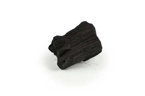 Μαύρο Κάρβουνο Βελανιδιάς Απομονωμένο Λευκό Φόντο — Φωτογραφία Αρχείου
