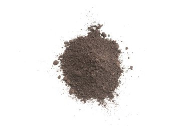 Beyaz arka planda izole edilmiş bitkiler için kara toprak. Yer deseni.