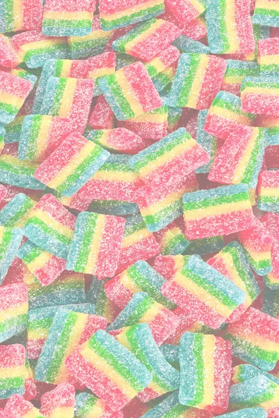 Rainbow Juicy Gummy Candies Background Top View Jelly Sweets — Stock Photo, Image