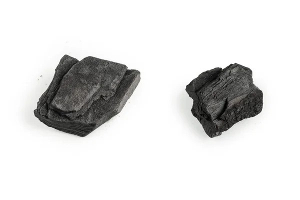 Черный Дуб Уголь Изолирован Белом Фоне — стоковое фото