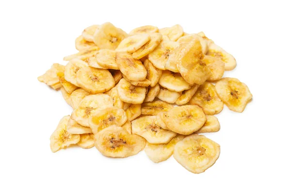 Bananenchips Isoliert Auf Weißem Hintergrund Getrocknete Bananenscheiben — Stockfoto
