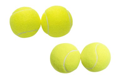 Beyaz arkaplanda izole edilmiş tenis topları. 