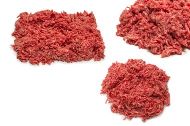 Çiğ biftek kıymalı et arka planı. Üst görünüm.