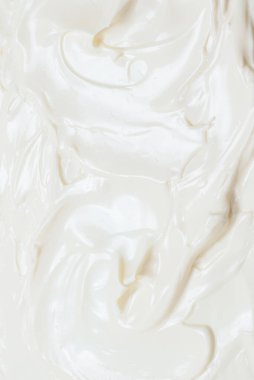 Beyaz krem şanti dokusu. Üst görünüm. 