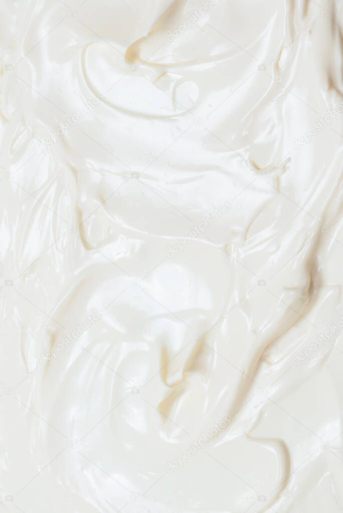 White whipped cream texture. Top view. 
