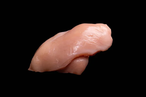 Raw Kyckling Filé Isolerad Svart Bakgrund Ovanifrån — Stockfoto