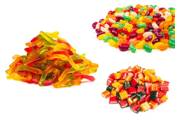 Kleurrijke Jelly Beans Geïsoleerd Wit — Stockfoto