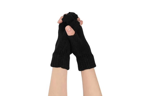 Woman Hands Warm Gloves Isolated White Background — Stock Photo, Image