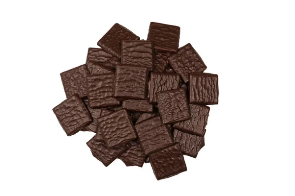 Sötét Csokoládé Cukorka Elszigetelt Fehér Alapon — Stock Fotó